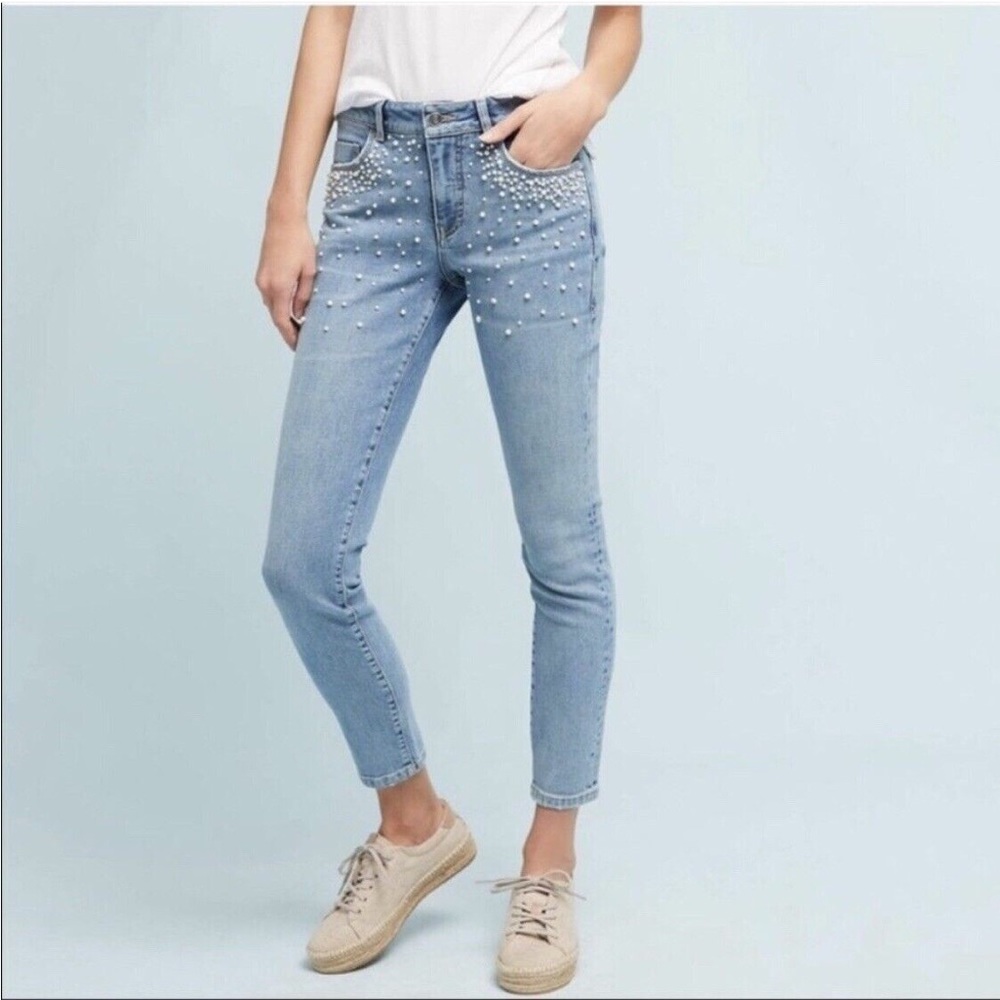 Pilcro & The Letterpress Anthropologie Script Pearl Skinny Jeans 30